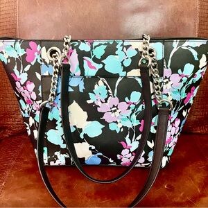 ❤️🎁New Calvin Klein Floral Print Saffiano Leather Tote & Shoulder Bag🎁